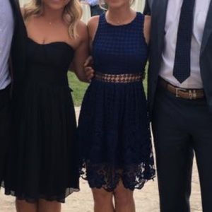 Navy Crochet Cut-Out Lace Dress